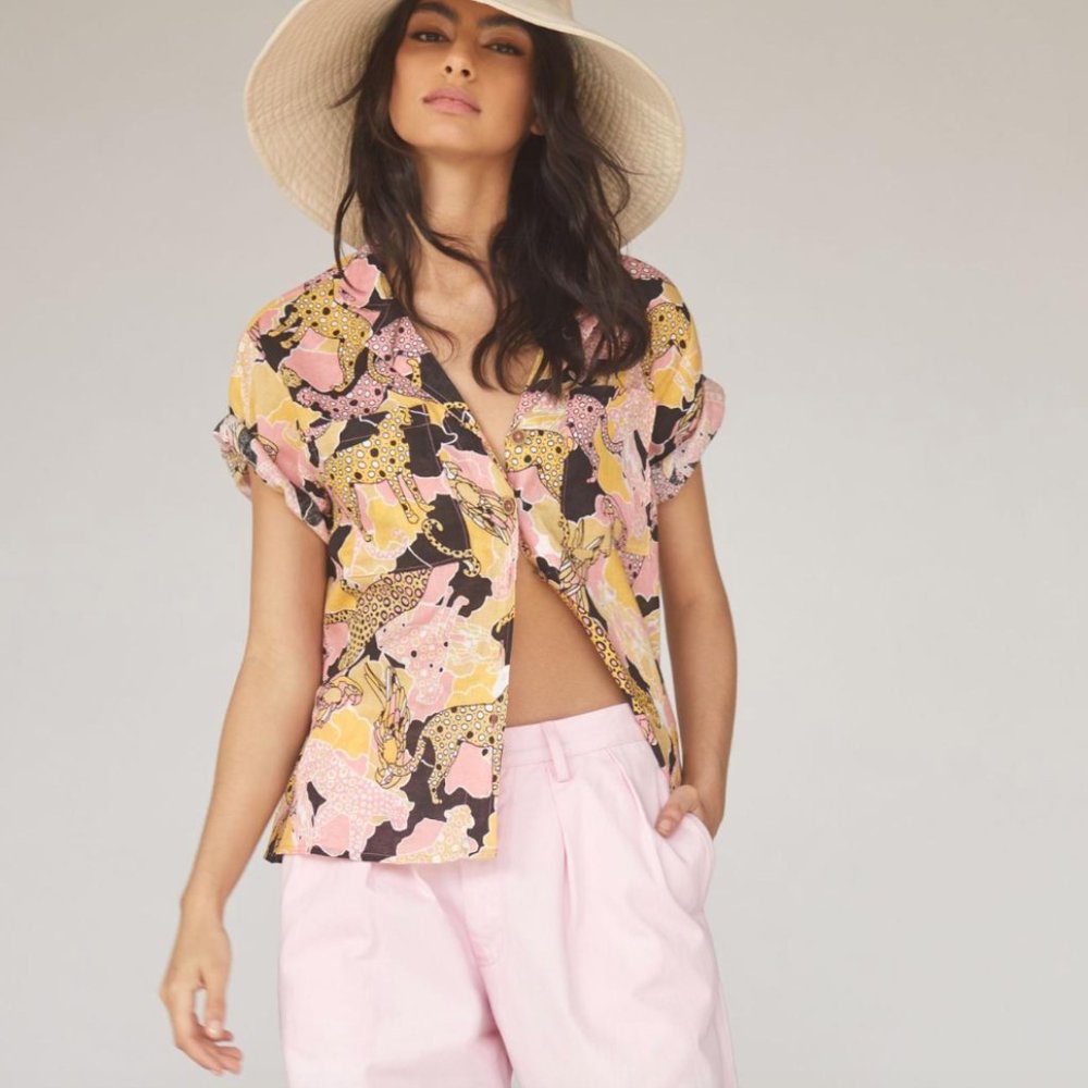 MAEVE ANTHROPOLOGIE PRINTED BUTTONDOWN